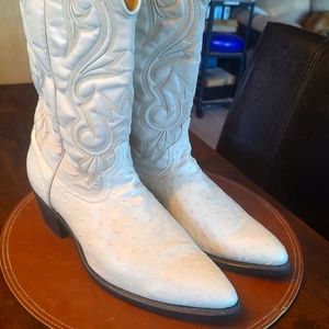ACME white ostrich (print) boots - Mint